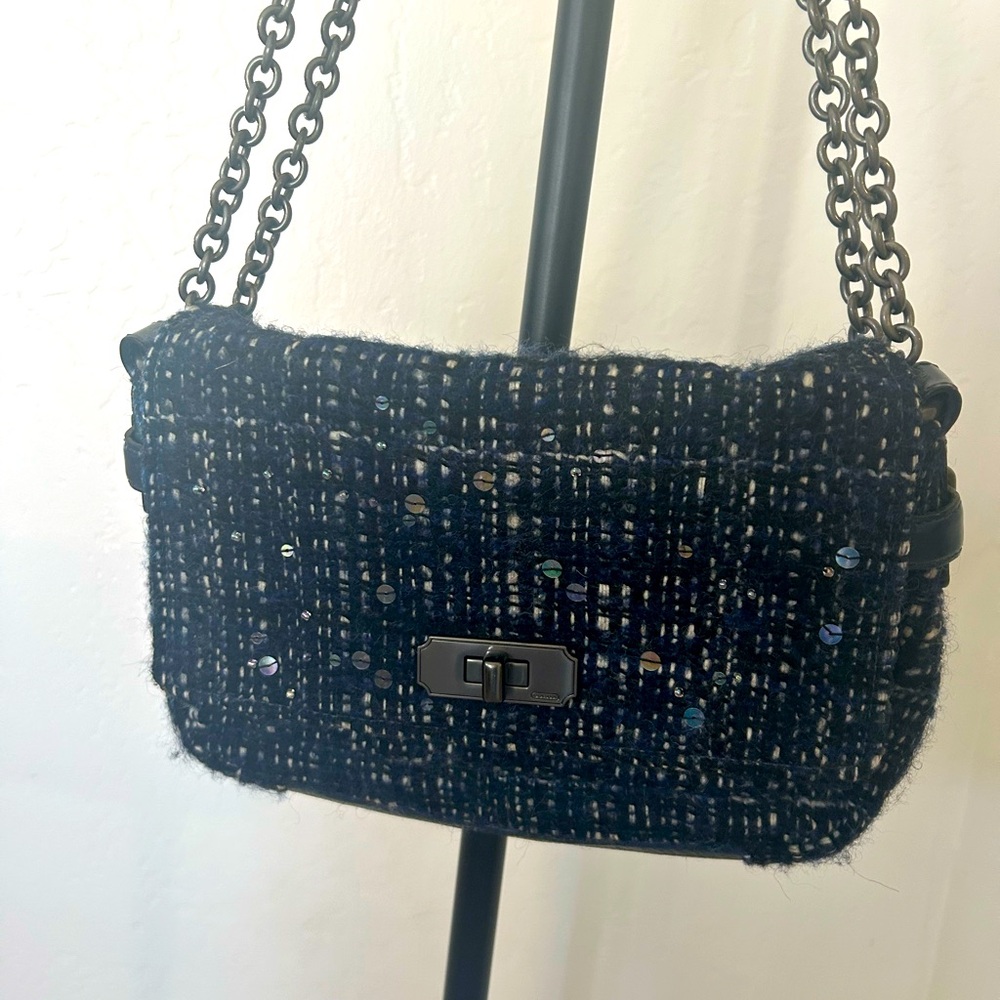Coach Chelsea Blue Tweed Boucle Flap Handbag, NWOT